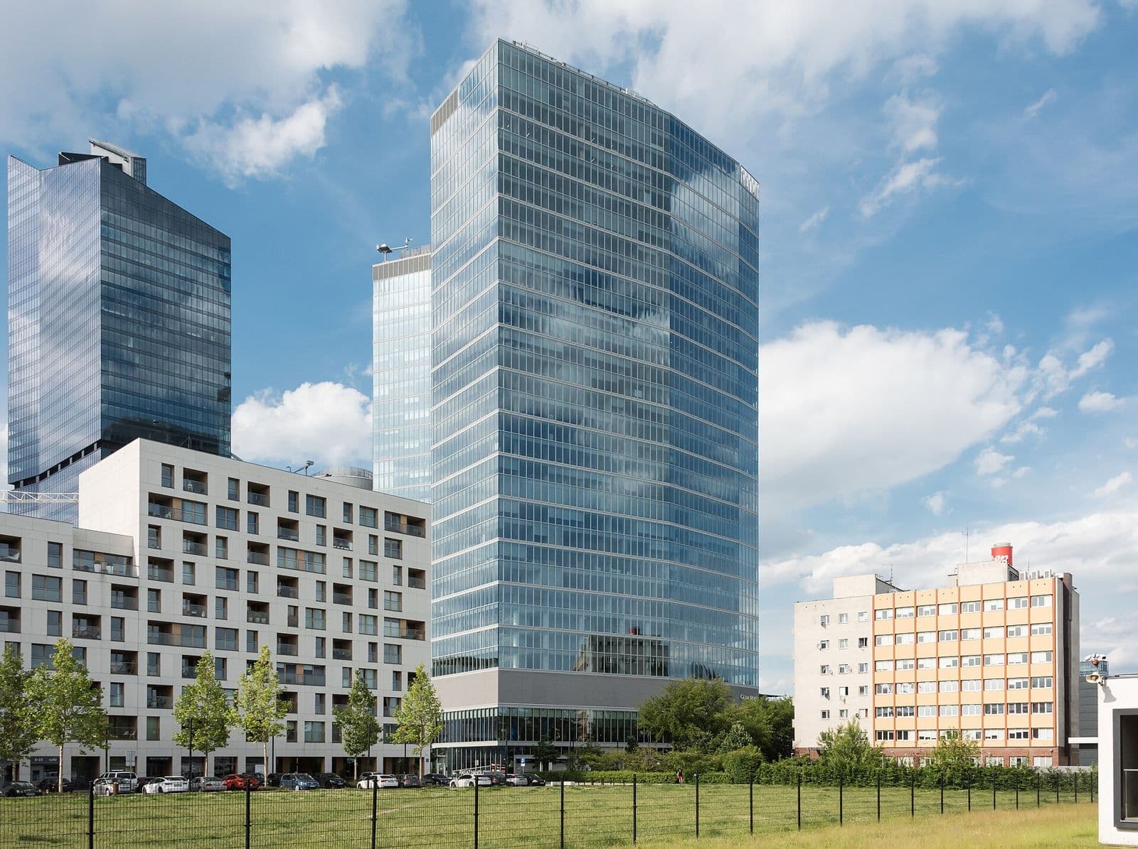 The Warsaw Hub glass towers at Rondo Daszyńskiego, home of Crowne Plaza Warsaw — The HUB